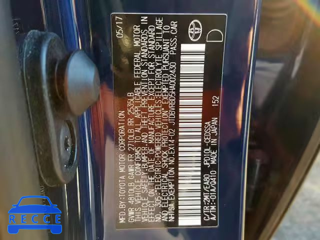 2017 TOYOTA MIRAI JTDBVRBD5HA002430 Bild 9
