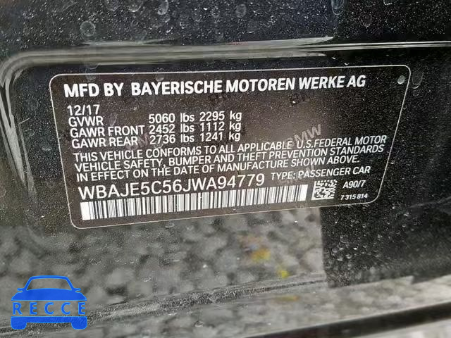 2018 BMW 540 I WBAJE5C56JWA94779 image 9