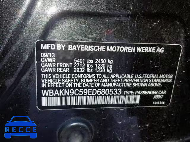 2014 BMW 550 I WBAKN9C59ED680533 зображення 9