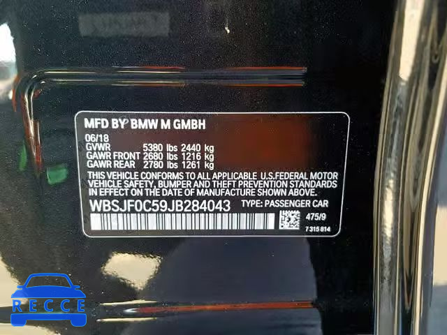 2018 BMW M5 WBSJF0C59JB284043 зображення 9