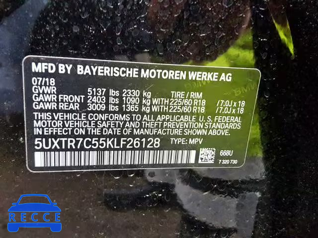 2019 BMW X3 SDRIVE3 5UXTR7C55KLF26128 image 9