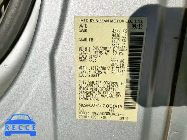 2013 NISSAN NV 3500 5BZAF0AA7DN200005 зображення 9