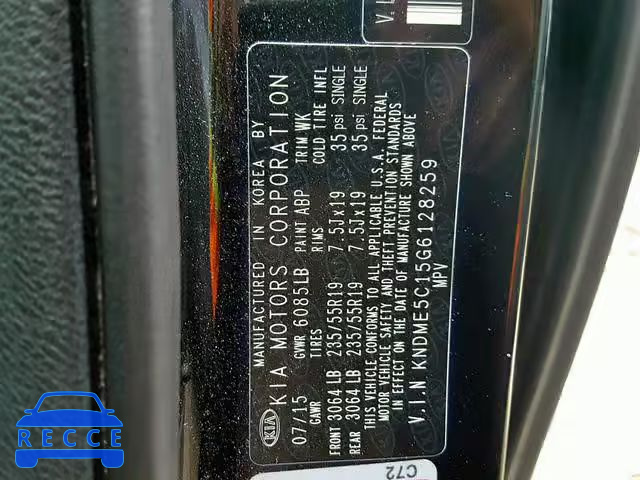 2016 KIA SEDONA SXL KNDME5C15G6128259 Bild 9