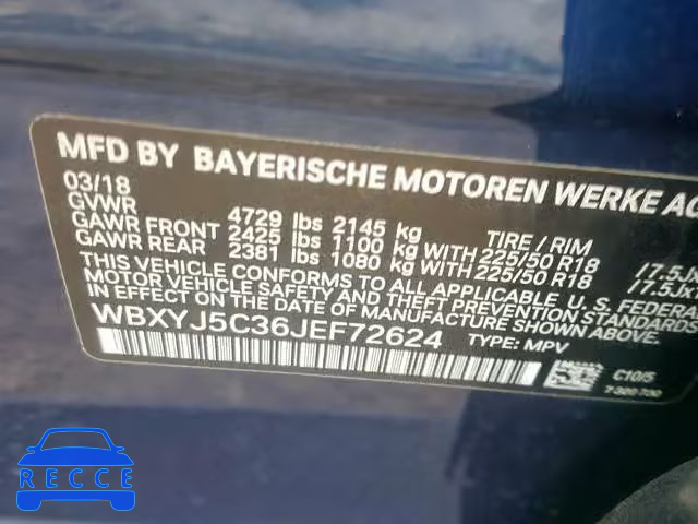 2018 BMW X2 XDRIVE2 WBXYJ5C36JEF72624 зображення 9