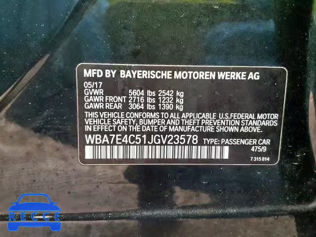2018 BMW 740 XI WBA7E4C51JGV23578 image 9