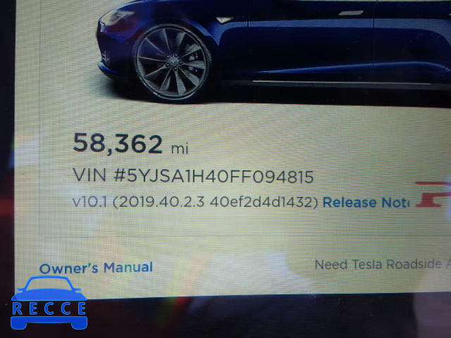 2015 TESLA MODEL S P8 5YJSA1H40FF094815 зображення 7