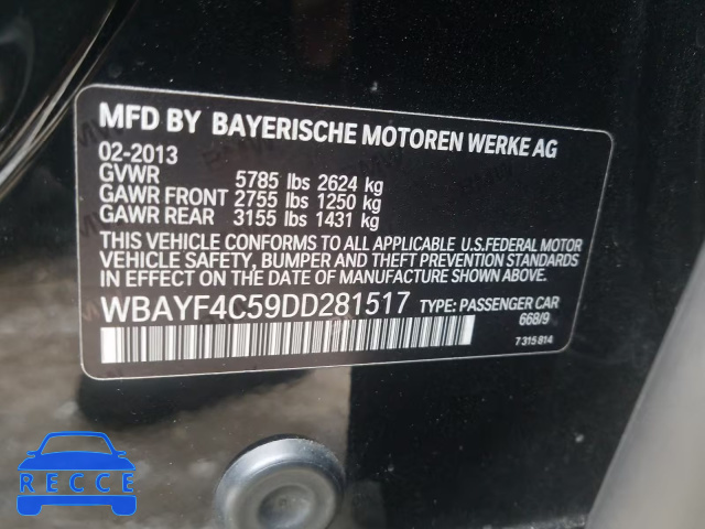 2013 BMW 740 LXI WBAYF4C59DD281517 зображення 9