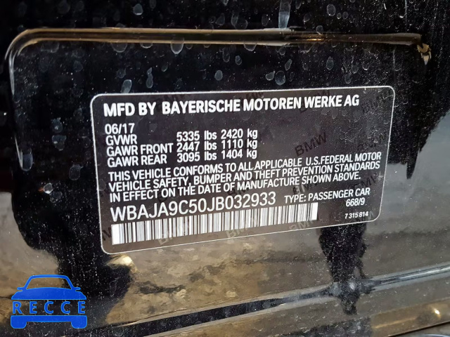 2018 BMW 530E WBAJA9C50JB032933 зображення 9