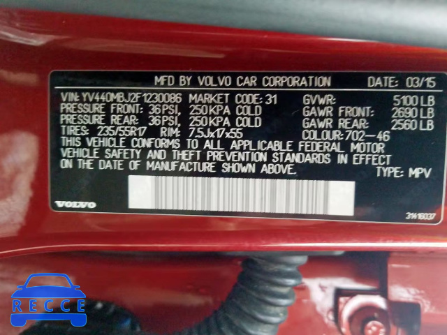 2015 VOLVO XC70 T5 YV440MBJ2F1230086 image 9