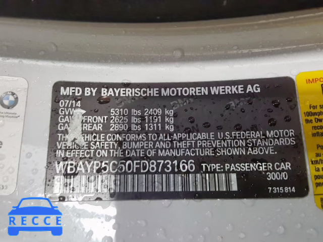 2015 BMW 640 XI WBAYP5C50FD873166 зображення 9