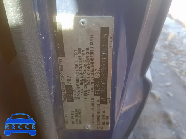 1987 TOYOTA PICKUP RN6 JT4RN63R7H0138118 image 9