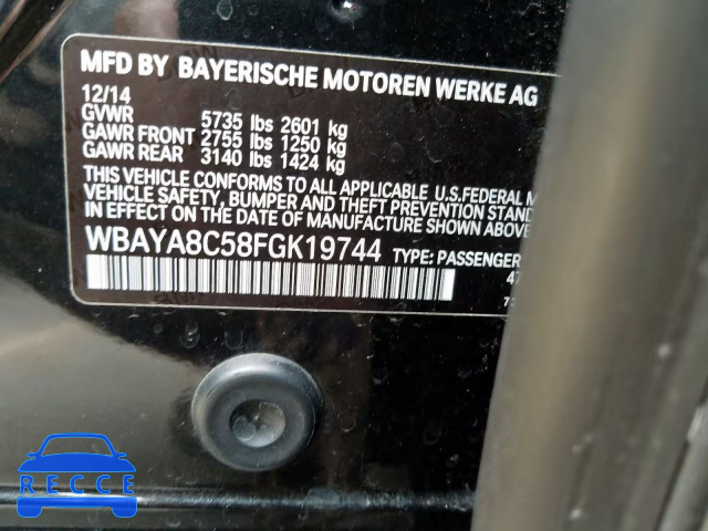 2015 BMW 750 I WBAYA8C58FGK19744 зображення 9