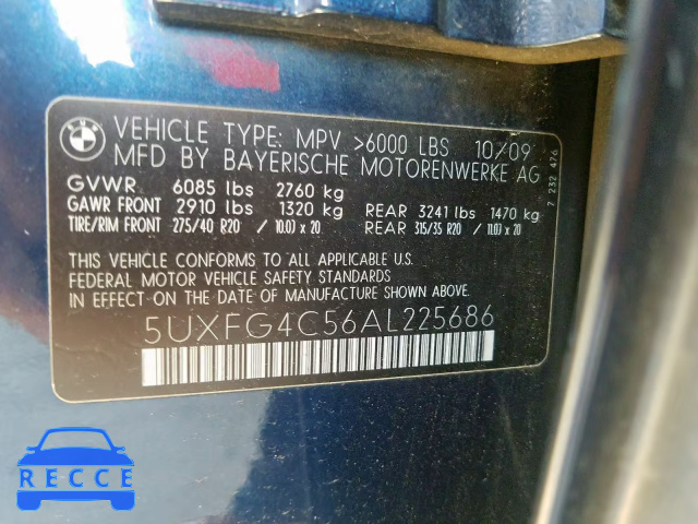 2010 BMW X6 XDRIVE3 5UXFG4C56AL225686 image 9