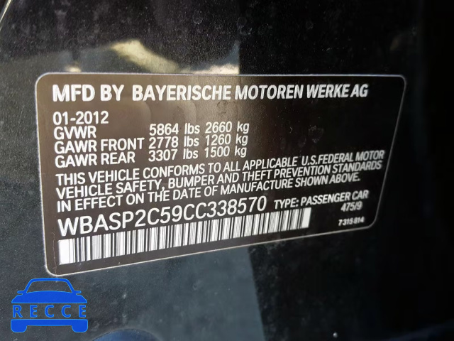 2012 BMW 535 XIGT WBASP2C59CC338570 image 9