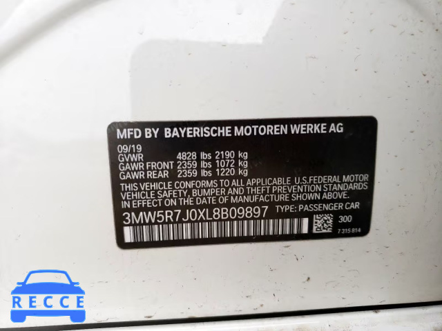 2020 BMW 330XI 3MW5R7J0XL8B09897 зображення 9