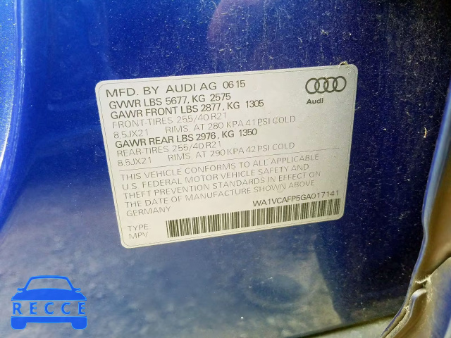 2016 AUDI SQ5 PRESTI WA1VCAFP5GA017141 image 9