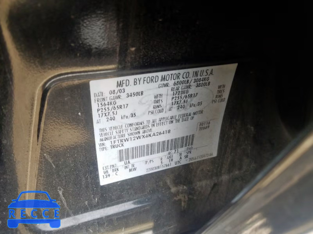 2004 FORD F-150 1FTRW12WX4KA26418 image 9