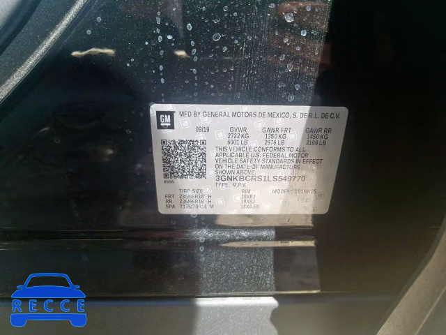 2020 CHEVROLET BLAZER 2LT 3GNKBCRS1LS549770 image 9