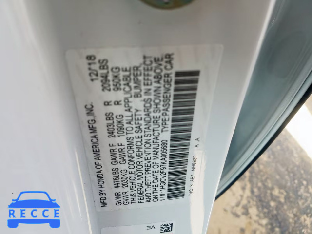 2019 HONDA ACCORD TOU 1HGCV2F97KA005680 Bild 9