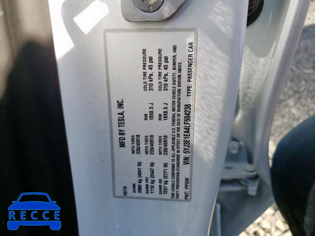 2020 TESLA MODEL 3 5YJ3E1EA4LF504238 image 9