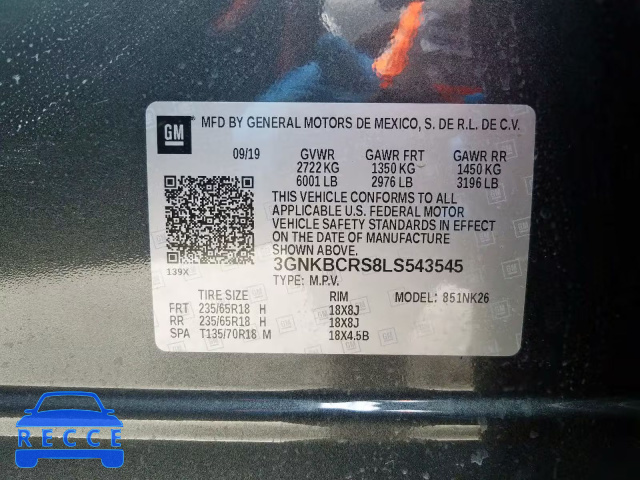 2020 CHEVROLET BLAZER 2LT 3GNKBCRS8LS543545 image 8