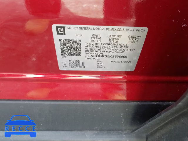 2019 CHEVROLET BLAZER 2LT 3GNKBGRS5KS696065 image 9