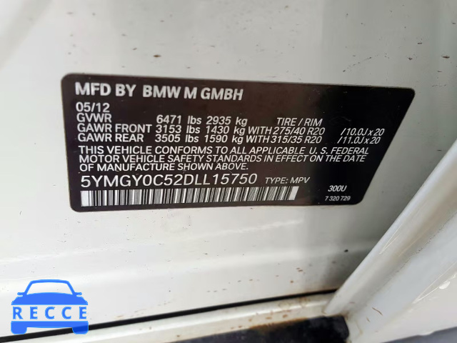 2013 BMW X5 M 5YMGY0C52DLL15750 image 9