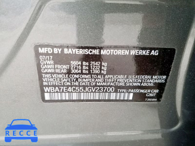 2018 BMW 740 XI WBA7E4C55JGV23700 image 9