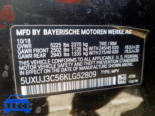 2019 BMW X4 XDRIVE3 5UXUJ3C56KLG52809 image 9