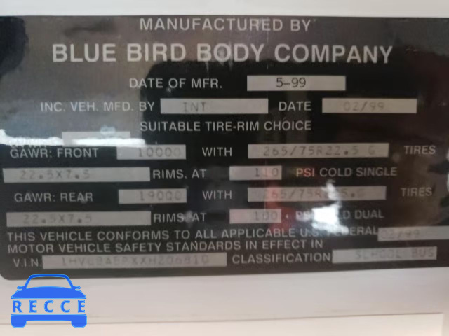 1999 INTERNATIONAL 3000 3800 1HVBBABPXXH206810 Bild 9