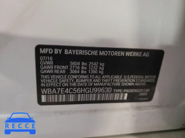 2017 BMW 740 XI WBA7E4C56HGU99630 image 9
