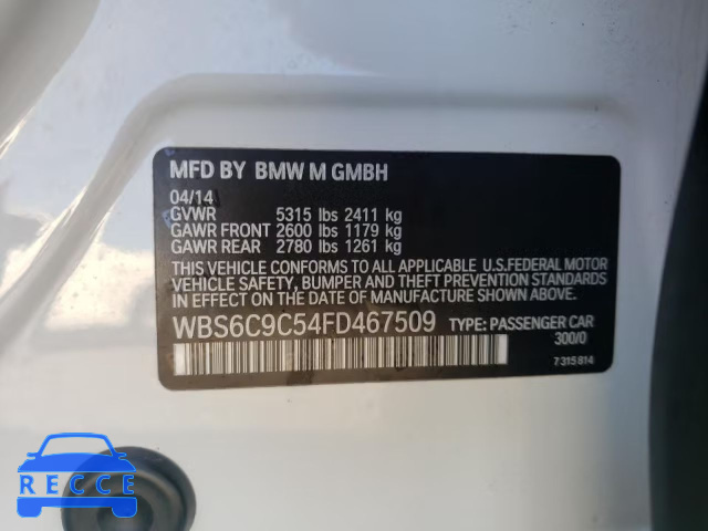 2015 BMW M6 GRAN CO WBS6C9C54FD467509 Bild 9