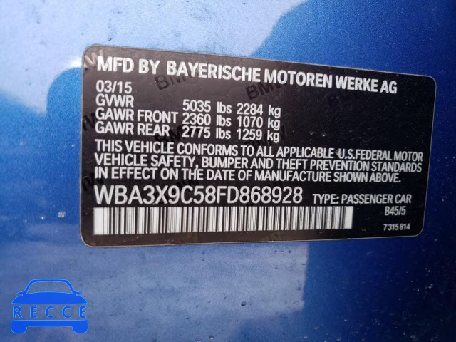 2015 BMW 335 XIGT WBA3X9C58FD868928 image 9