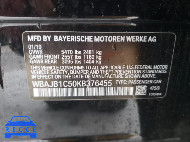 2019 BMW 530XE WBAJB1C50KB376455 image 9