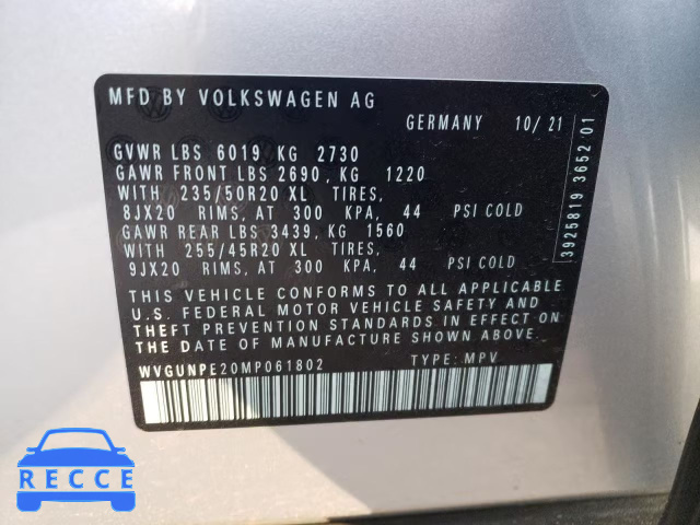 2021 VOLKSWAGEN ID.4 PRO S WVGUNPE20MP061802 зображення 9