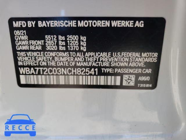 2022 BMW 740 I WBA7T2C03NCH82541 image 9