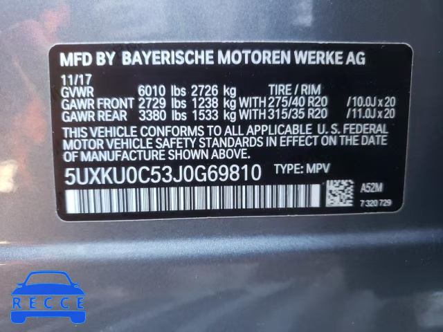 2018 BMW X6 SDRIVE3 5UXKU0C53J0G69810 зображення 9