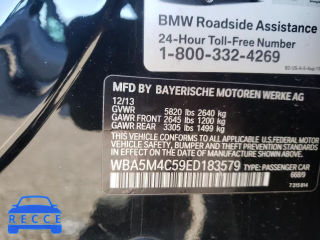 2014 BMW 535 XIGT WBA5M4C59ED183579 image 9