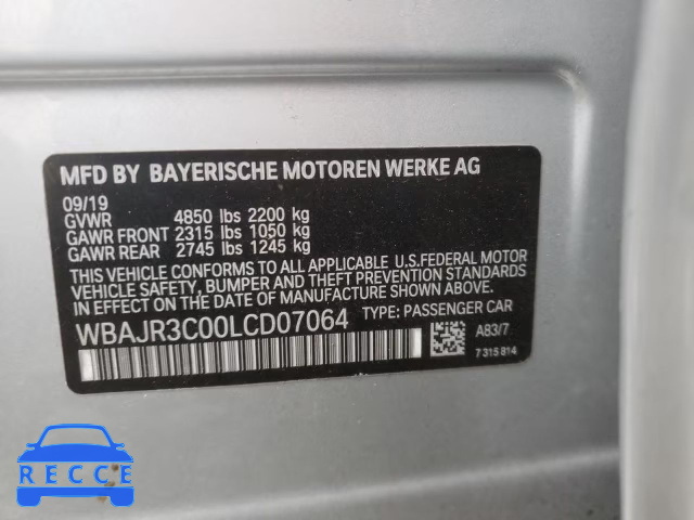 2020 BMW 530 I WBAJR3C00LCD07064 image 9