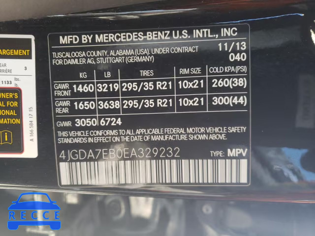 2014 MERCEDES-BENZ ML 63 AMG 4JGDA7EB0EA329232 зображення 9
