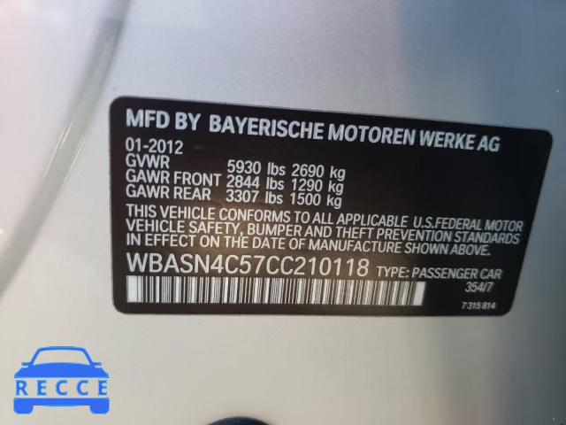 2012 BMW 550 IGT WBASN4C57CC210118 image 9