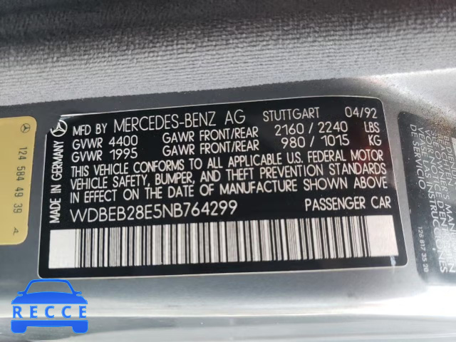 1992 MERCEDES-BENZ 300 D WDBEB28E5NB764299 image 11