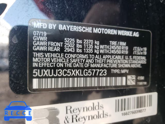2019 BMW X4 XDRIVE3 5UXUJ3C5XKLG57723 image 11