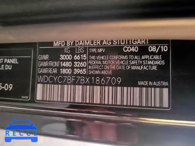 2011 MERCEDES-BENZ G 55 AMG WDCYC7BF7BX186709 зображення 9
