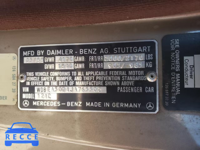 1988 MERCEDES-BENZ 300 CE WDBEA50D4JA765502 image 9