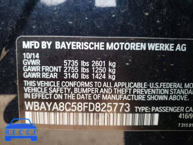 2015 BMW 750I WBAYA8C58FD825773 зображення 11