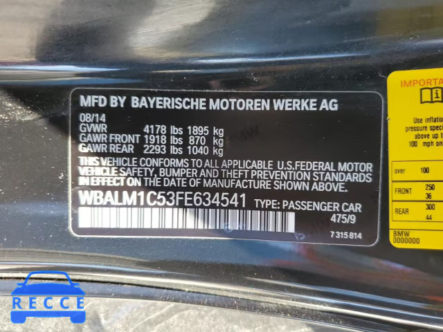 2015 BMW Z4 SDRIVE3 WBALM1C53FE634541 image 11