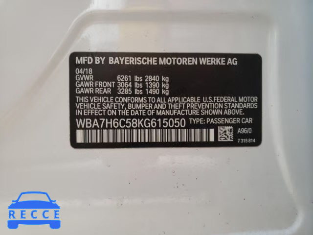 2019 BMW M760 XI WBA7H6C58KG615050 image 9