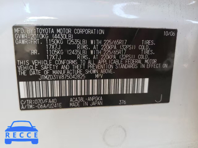 2007 TOYOTA RAV 4 JTMZD31V875042825 image 9