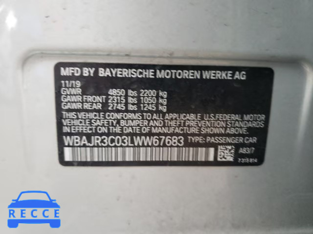 2020 BMW 530 I WBAJR3C03LWW67683 image 12